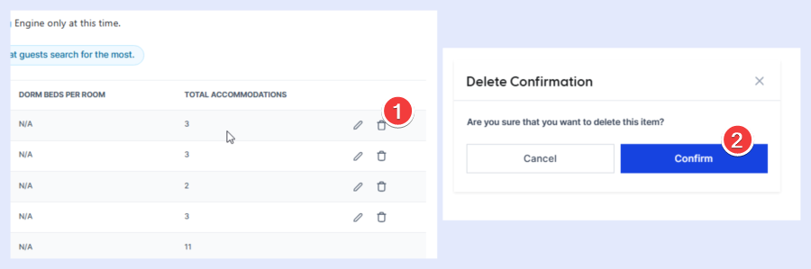 How to delete an accomodation type