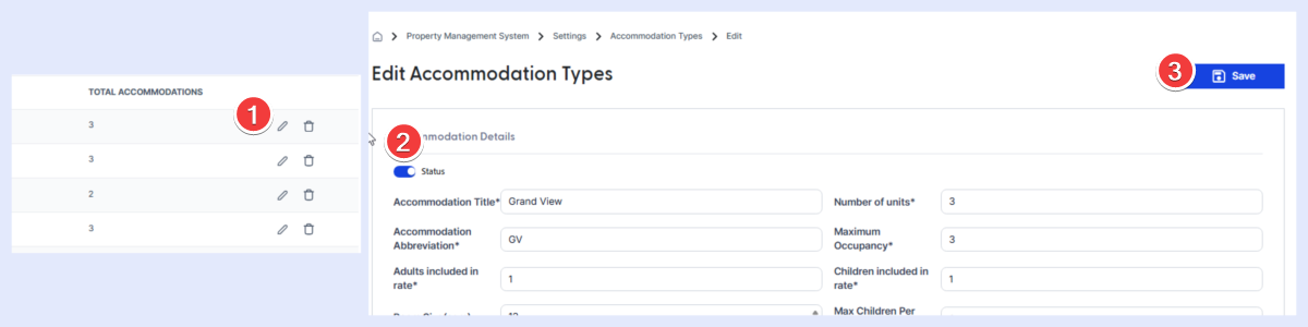 How to deactivate an accommodation types 